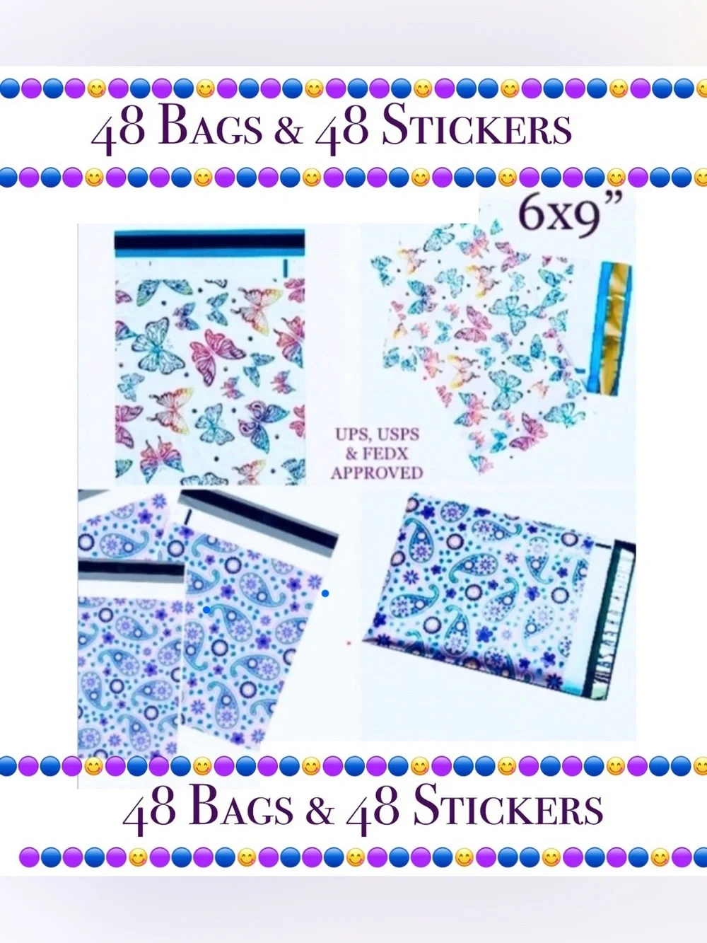 48pcs 6x9β Mix ~ Poly mailer Bags πΏππΏ
~BONUSβοΈ48ct Free Thank You Stickers - Picture 1 of 13